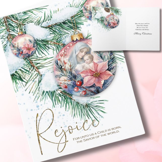Cartes Pour Fêtes Annuelles Religieuse Mère Marie Jésus Aquarelle Noël (Créateur téléchargé)