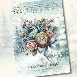 Cartes Pour Fêtes Annuelles Religieux Floral Noël Nativité Écriture