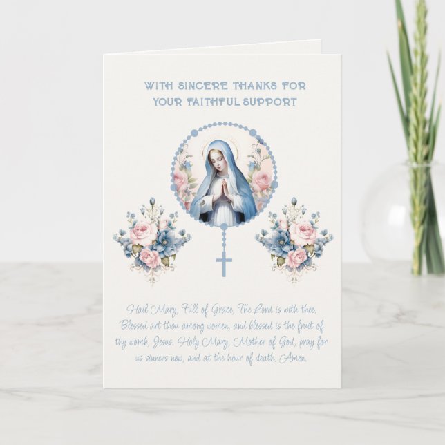 Cartes Pour Fêtes Annuelles Religieux Floral Vierge Marie Écriture Prière (Devant)
