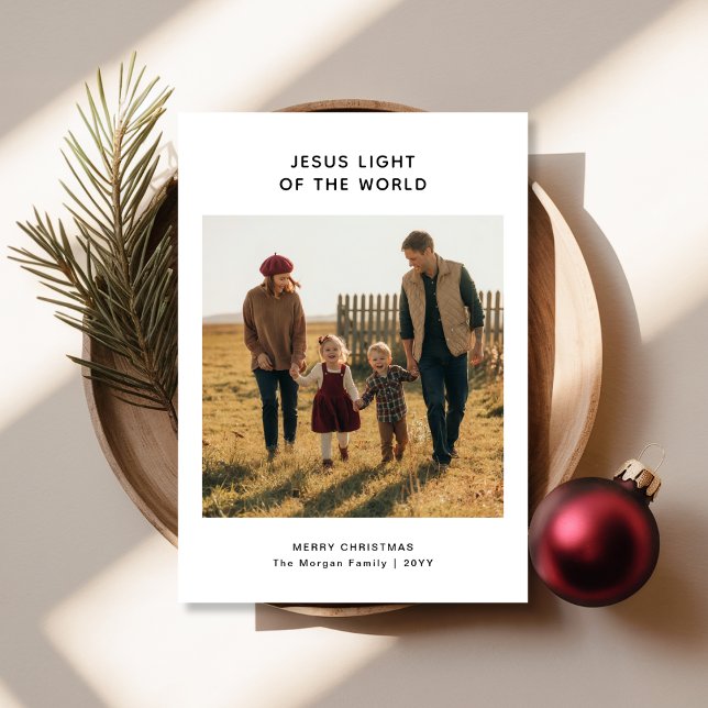 Cartes Pour Fêtes Annuelles Religieux Jésus Lumière du Monde Famille Photo (Créateur téléchargé)