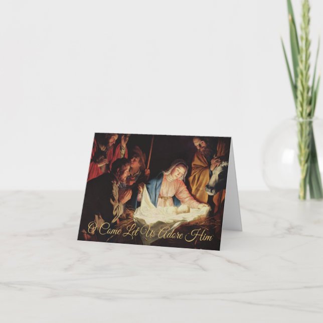 Cartes Pour Fêtes Annuelles Religieux Noël Famille Photo Nativité Scène (Devant)