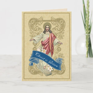 Cartes Pour Fêtes Annuelles Religieux Pâques Vintage Résurrection Floral Dente