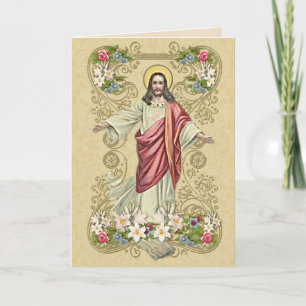 Cartes Pour Fêtes Annuelles Religieux Vintage Pâques résurrection dentelle flo