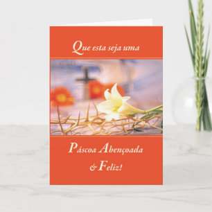 Cartes Pour Fêtes Annuelles Religion Portugaise béni et joyeux Orange de Pâque