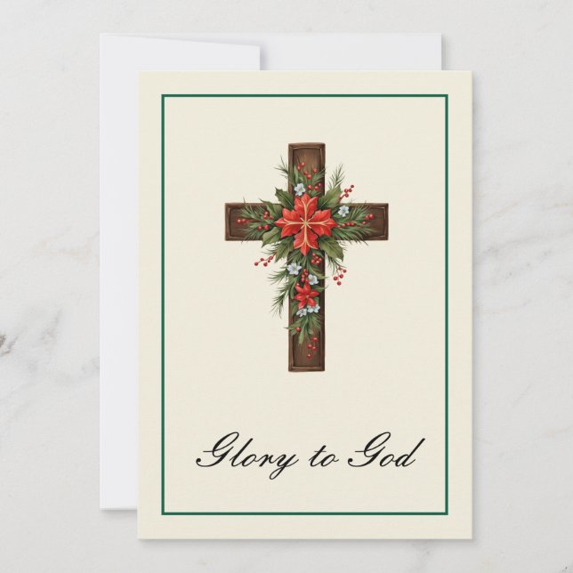 Cartes Pour Fêtes Annuelles Religion simple Croix chrétienne Noël Jésus (Devant)