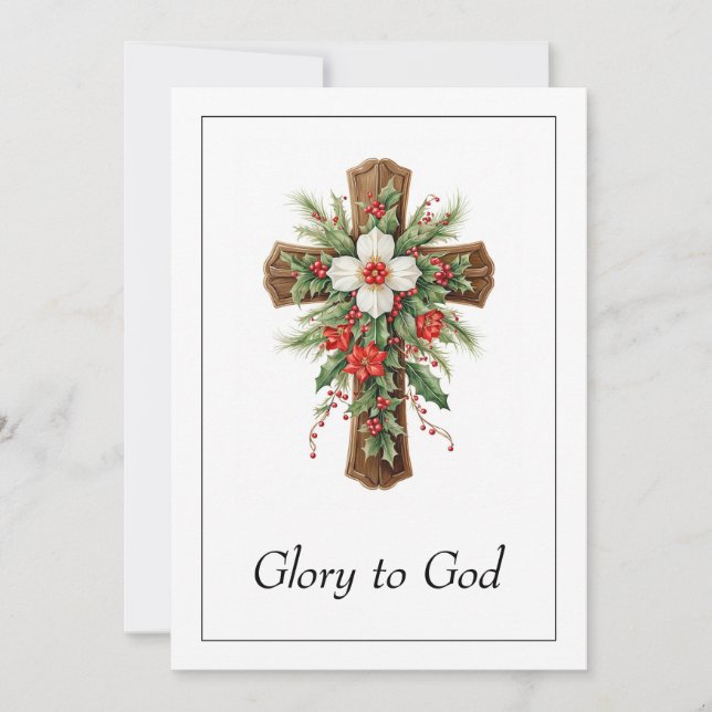 Cartes Pour Fêtes Annuelles Religion simple Croix chrétienne Noël Jésus (Devant)