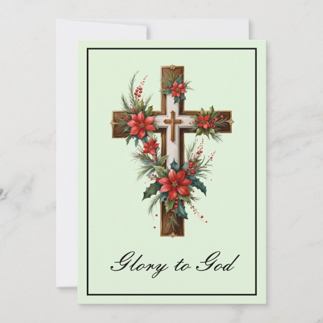 Cartes Pour Fêtes Annuelles Religion simple Croix chrétienne Noël Jésus (Devant)