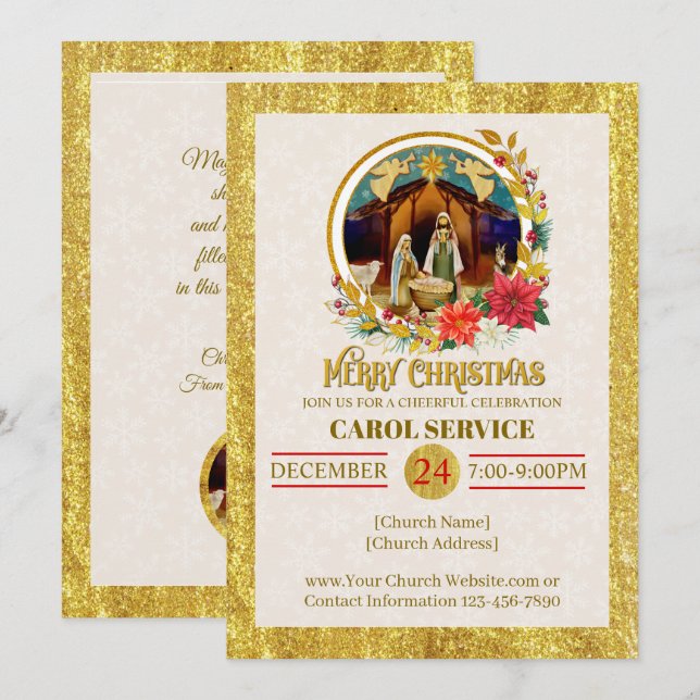 Cartes Pour Fêtes Annuelles Religious Christian Church Christmas Carol Service (Devant / Derrière)