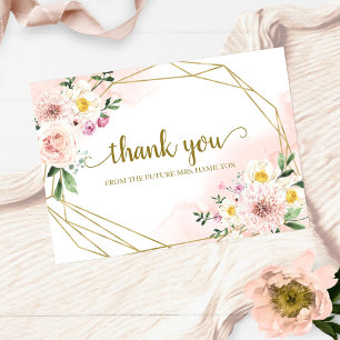 Cartes Pour Fêtes Annuelles Remerciement de Baby Shower Floral Géométrique Ros