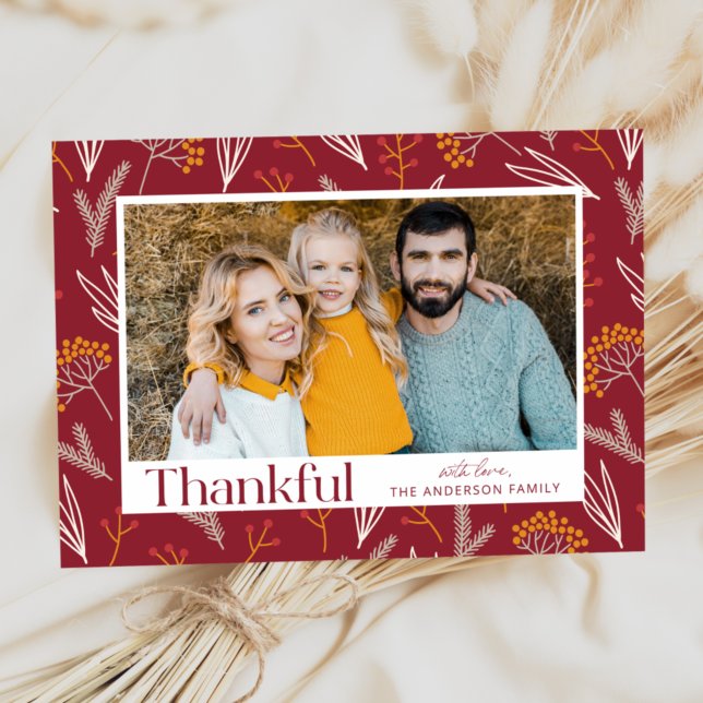 Cartes Pour Fêtes Annuelles Remerciements Autumn Foliing Photo Thanksgiving Ca (Créateur téléchargé)