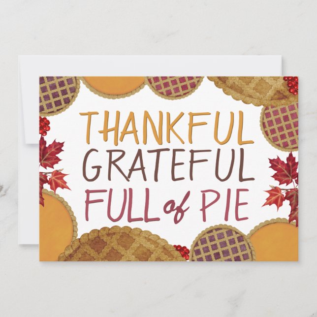 Cartes Pour Fêtes Annuelles Remerciements Plein de Bon thanksgiving à tarte (Devant)