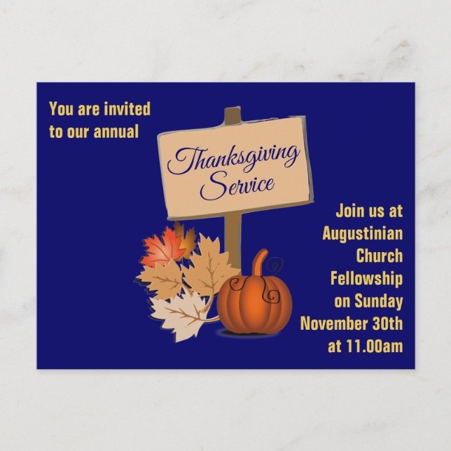 Cartes Pour Fêtes Annuelles REMERCIER L'Invitation Du Service De L'Église (Devant)