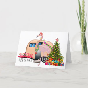 Cartes Pour Fêtes Annuelles remorque flamant rose père noël