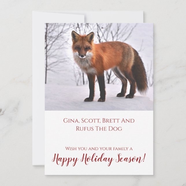Cartes Pour Fêtes Annuelles Renard dans la nature de neige Noël (Devant)