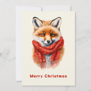 Cartes Pour Fêtes Annuelles Renard mignon dans une image d'automne avec une éc