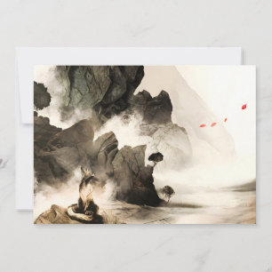 Cartes Pour Fêtes Annuelles Renard mystique printanier Montagne minimaliste ze