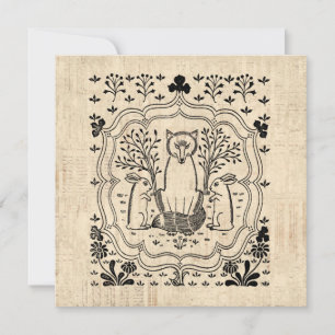 Cartes Pour Fêtes Annuelles Renard orné et lapins lapins lapins mignonés Art a