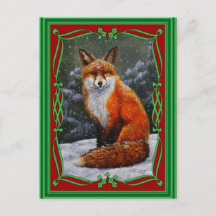 Cartes Pour Fêtes Annuelles Renard rouge mignon en neige hivernale