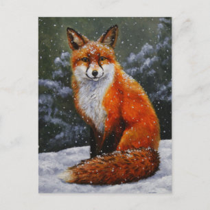 Cartes Pour Fêtes Annuelles Renard rouge mignon en neige hivernale