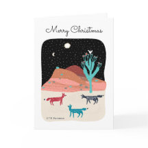 Renards dans le désert de nuit avec cactus, étoile