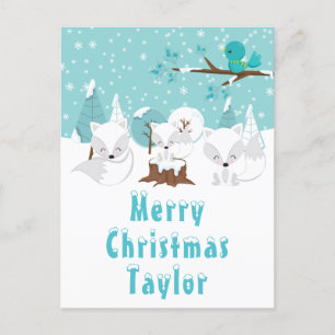 Cartes Pour Fêtes Annuelles Renards de l'Arctique Wonderland Joyeux Noël