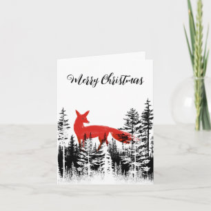 Cartes Pour Fêtes Annuelles Renards Rouges Dans Les Pins De Forêt Joyeux Noël