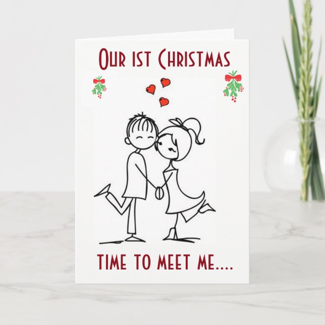 CARTES POUR FÊTES ANNUELLES **RENCONTREZ-MOI SOUS LA MISTLETOE** NOTRE 1ÈRE NO (Devant)