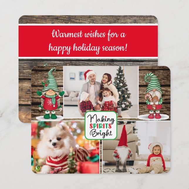 Cartes Pour Fêtes Annuelles Rendre les esprits brillants Gnomes (ajoutez vos p (Devant / Derrière)