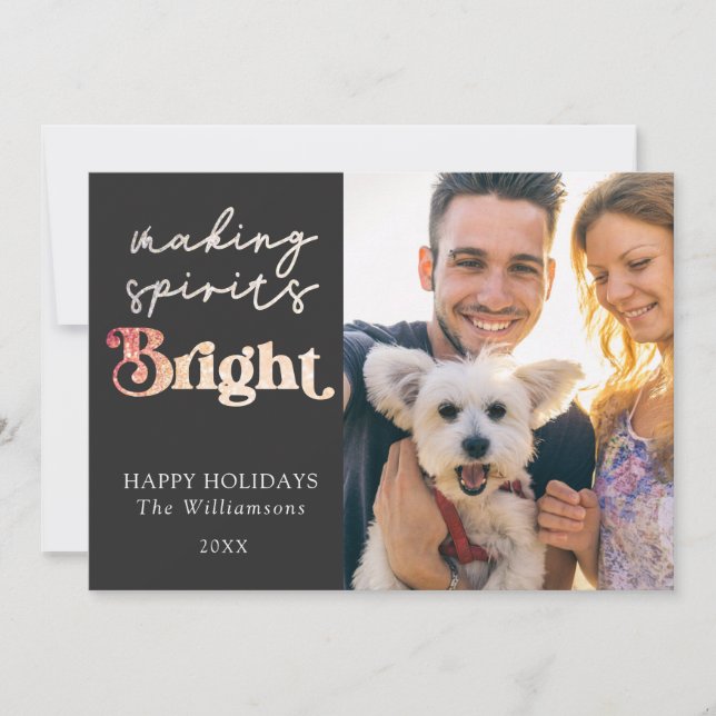Cartes Pour Fêtes Annuelles Rendre les esprits brillants Photo personnalisée J (Devant)