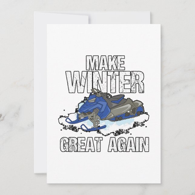 Cartes Pour Fêtes Annuelles Rendre l'hiver merveilleux motoneige neige neige n (Devant)