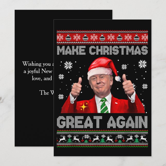 Cartes Pour Fêtes Annuelles Rendre Noël super à nouveau drôle Noël Trump (Devant / Derrière)