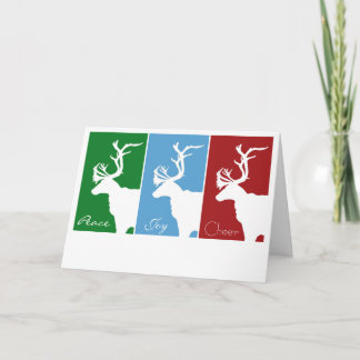 Cartes Pour Fêtes Annuelles Renne blanc, paix, joie, acclamation