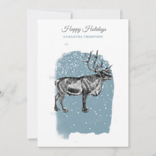 Cartes Pour Fêtes Annuelles Renne de Noël vintage bleu moderne de l'hiver enne
