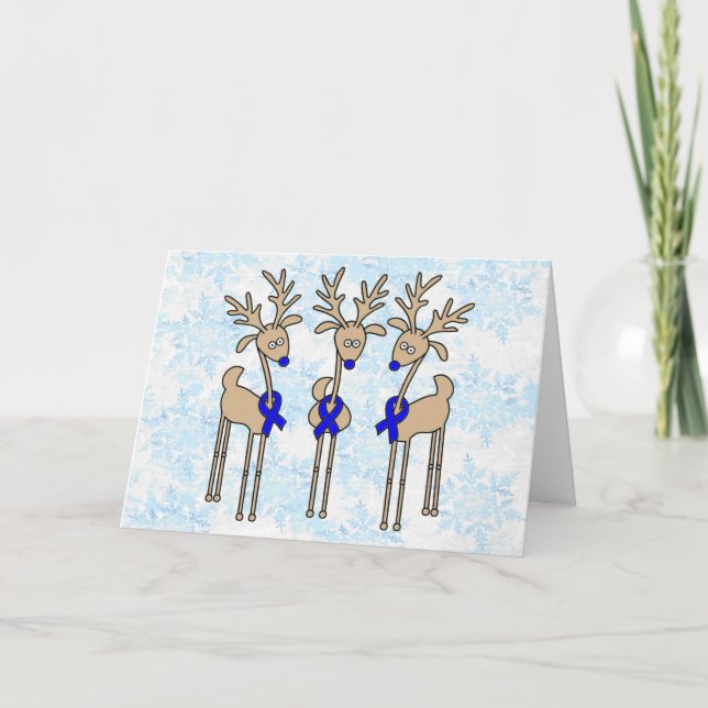 Cartes Pour Fêtes Annuelles Renne de ruban bleu (Devant)