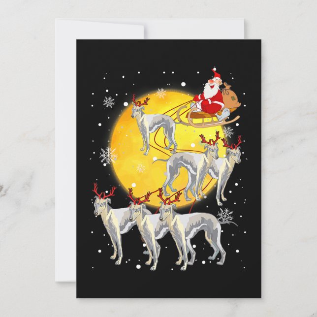 Cartes Pour Fêtes Annuelles Renne de Whippet Noël Drôle Santa Whippet (Devant)