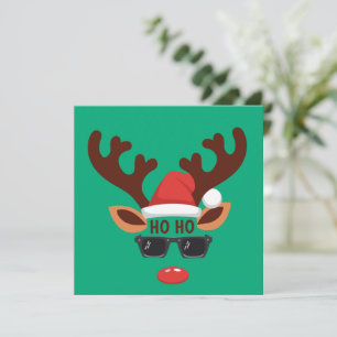 Cartes Pour Fêtes Annuelles Renne drôle de Noël Hiver Famille Cerf mignon 