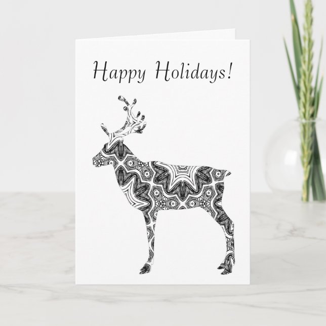Cartes Pour Fêtes Annuelles Renne géométrique renversant de motif bonnes fêtes (Devant)