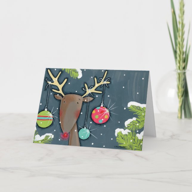Cartes Pour Fêtes Annuelles Renne lumineux de Noël (Devant)