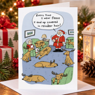 Cartes Pour Fêtes Annuelles Renne Noël drôle dessin animé - Fleece Navidad