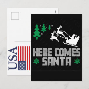 Cartes Pour Fêtes Annuelles Renne Noël drôle USA 250 Ans Patriotique