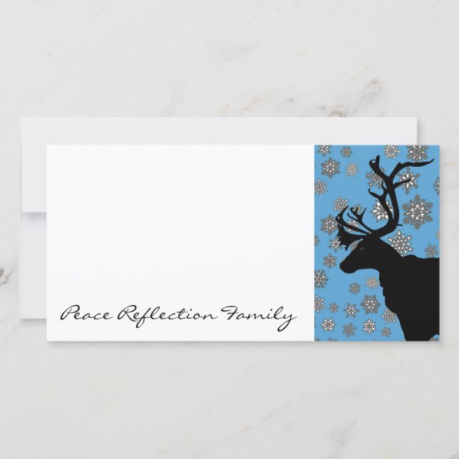 Cartes Pour Fêtes Annuelles Renne noir avec des flocons de neige (Devant)
