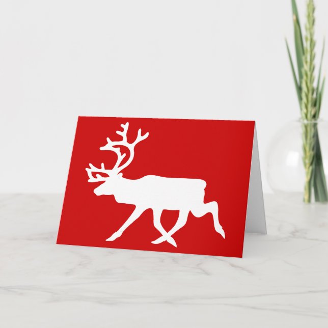 Cartes Pour Fêtes Annuelles Rennes blanches / Silhouette caribou (Devant)