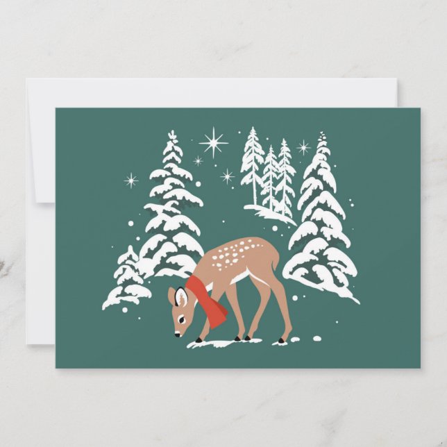 Cartes Pour Fêtes Annuelles Rennes de bois en hiver (Devant)
