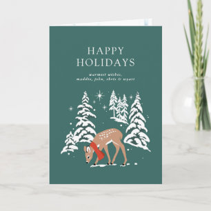 Cartes Pour Fêtes Annuelles Rennes de bois en hiver