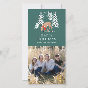 Cartes Pour Fêtes Annuelles Rennes de bois en hiver