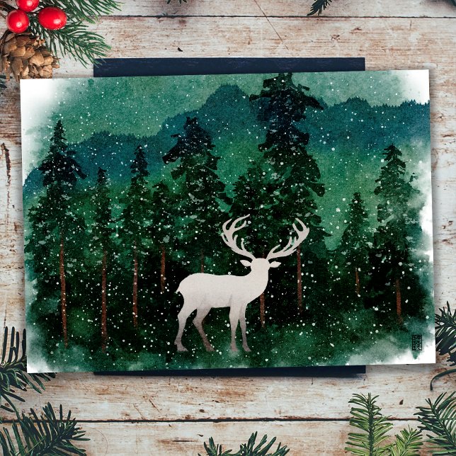 Cartes Pour Fêtes Annuelles Rennes de Noël Joyeuses traditionnelles dans la fo (Front)
