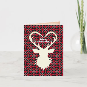 Cartes Pour Fêtes Annuelles Rennes de Noël sur carreaux noirs et rouges