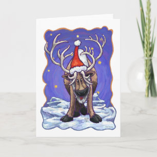 Cartes Pour Fêtes Annuelles Rennes festives à Noël à Santa Hat