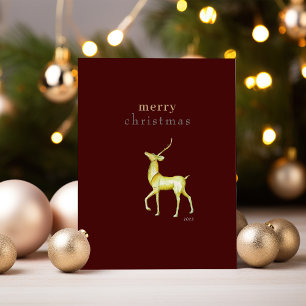 Cartes Pour Fêtes Annuelles Rennes minimalistes en or de Noël