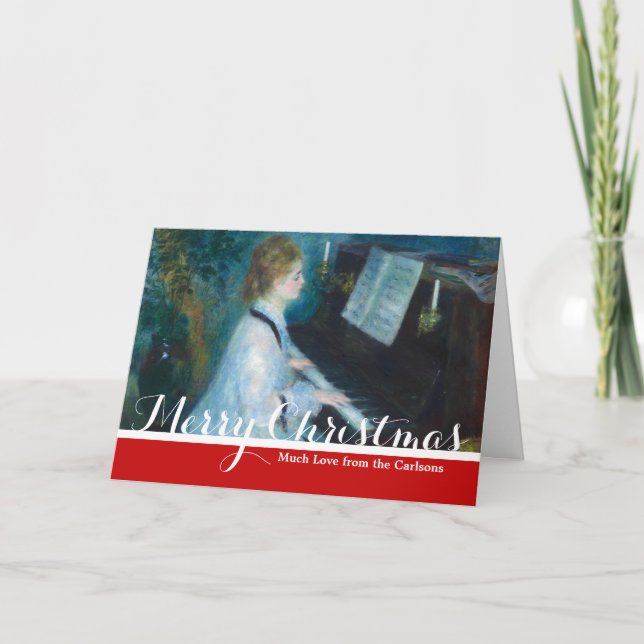 Cartes Pour Fêtes Annuelles Renoir femme à l'impressionniste Vintage de piano (Devant)